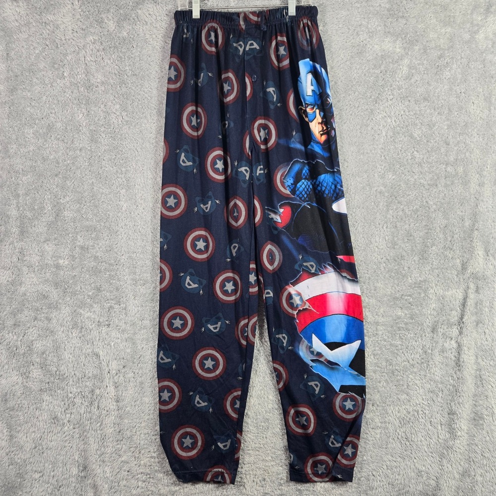 Marvel Captain America Pajama Pants Mens Small Blue Shield Graphic Lounge Pants